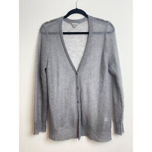 J. Jill Womens Grey Mohair Wool Blend Cardigan Sweater L